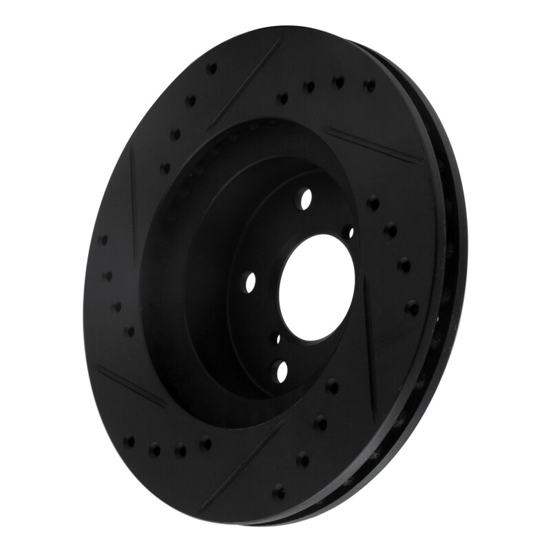 Subaru Impreza Brake Rotor (1) - Front Right - R1 Concepts - Drilled & Slotted - Black - `90-`01